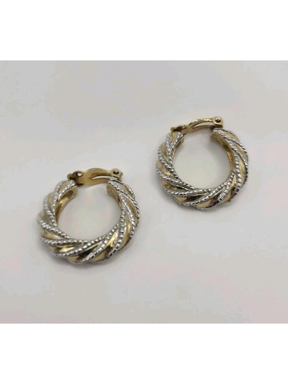 Vintage Signed Jomaz Joseph Mazer Classic Gold And Silver Tone Clip On Earrings